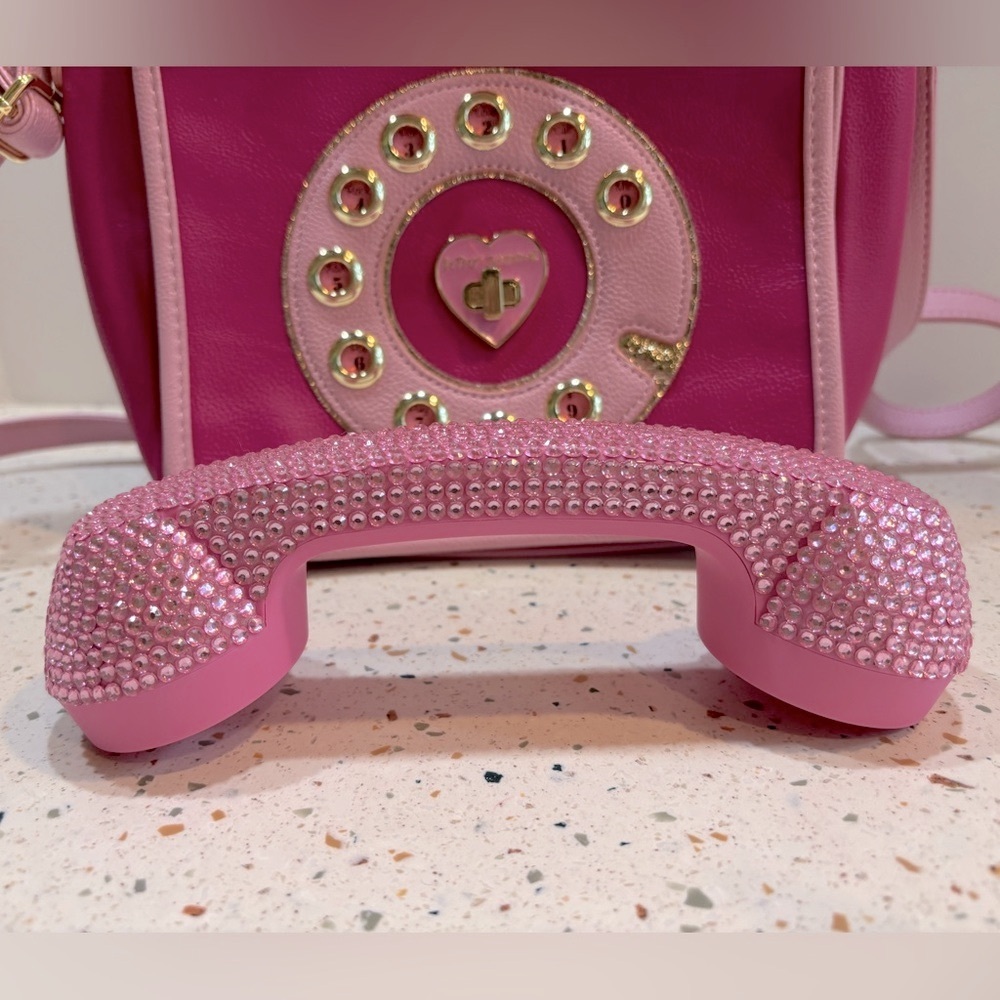 Betsey Johnson Pink Retro Telephone Crossbody Bag โโ Working Handset - Picture 14 of 16